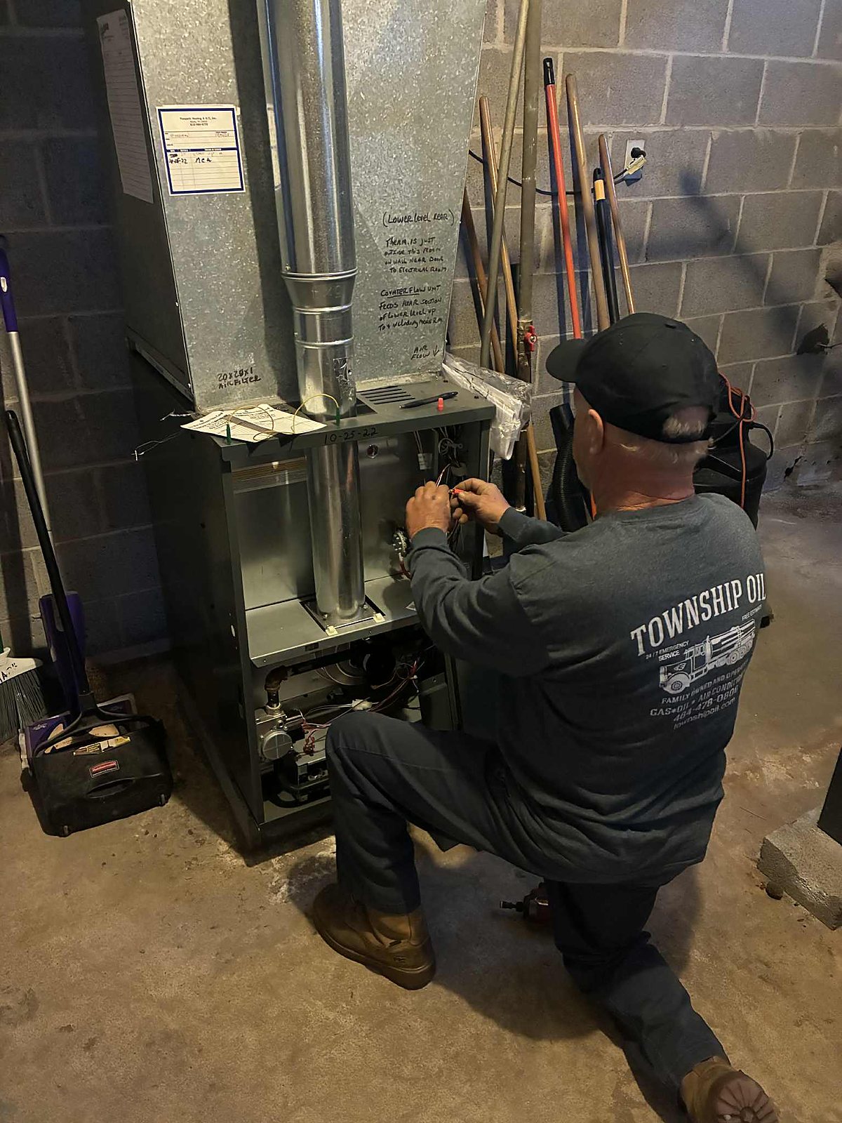 Danny Maginnis servicing a residential oil-fired furnace